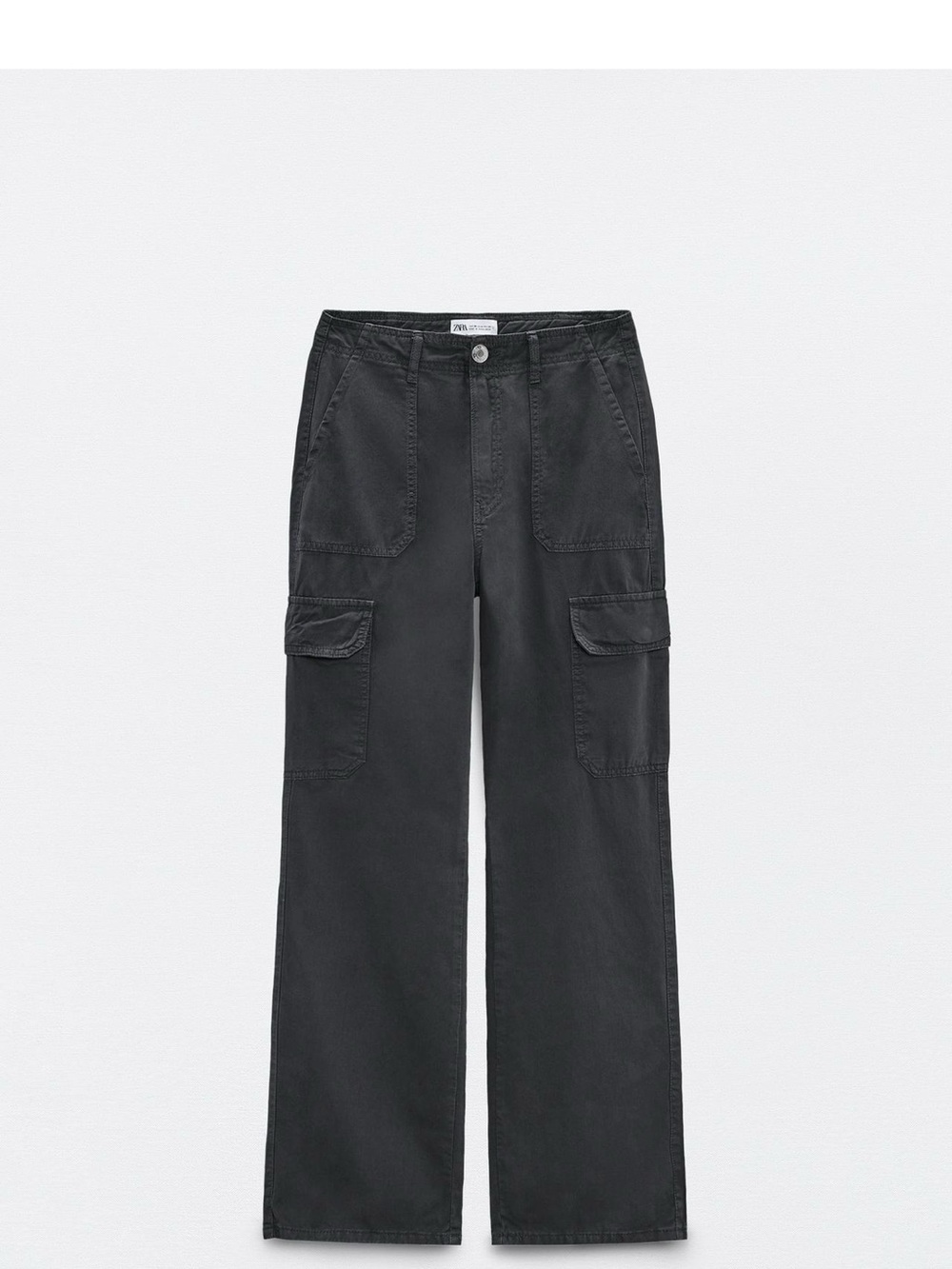 Zara Women Charcoal Cargo Straight-Leg Pants
